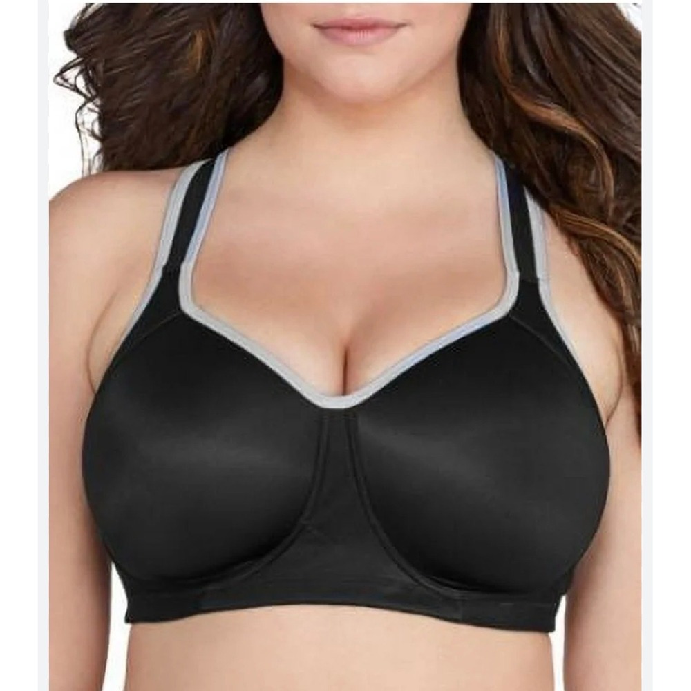 Vanity Fair Sport Full Figure Wirefree Bra 71500 Black Silver 38D High Impact